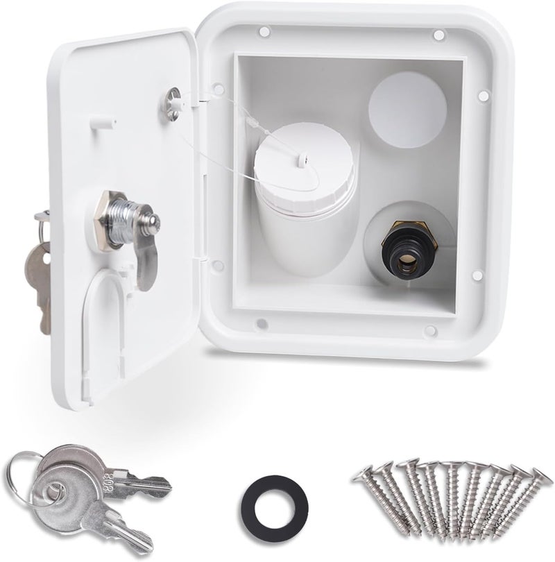 Spoliaccio Premium rv Water Inlet Replacement with Gravity Flow,Quick-Connect-Durable Anti-Aging Material, Pure Brass Connector, and Easy-Access Pipe Door-City Water Connection for rv (White) - Image 1